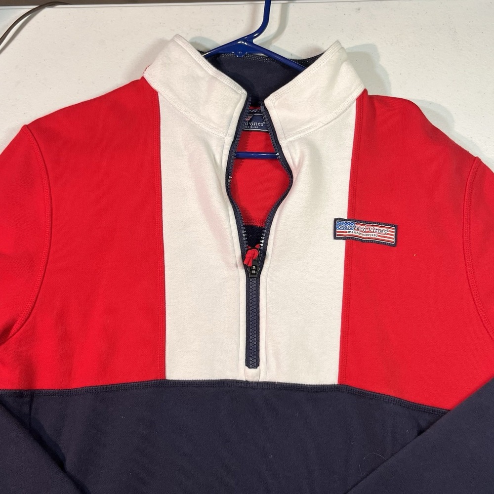 Vineyard‎ Vines Martha's Vineyard Men's 1/4 Zip Size M Red White Blue USA Euc